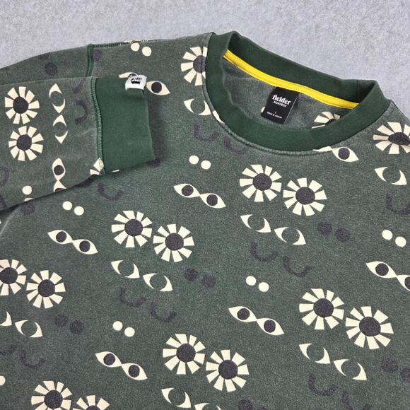 Bonobos Fielder Mens Large Graphic Crewneck Sweatshirt Green Eyes Multi Print - Picture 1 of 10